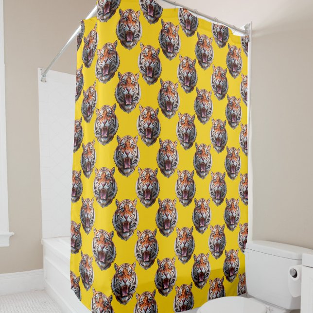 Cortina De Ducha Tiger Head Pattern Design Yellow  (Subido por el creador)