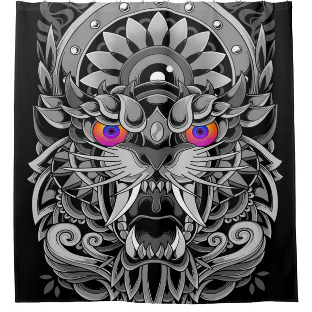 Cortina De Ducha tigre enojado abstracto (Anverso)