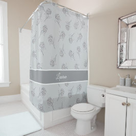 Cortina De Ducha Timeless Botanical Bloom Soft Grey Monogram