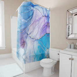 Cortina De Ducha Tinta de alcohol azul y morado de diseño