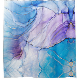 Cortina De Ducha Tinta de alcohol azul y morado de diseño