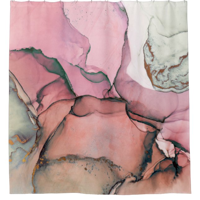 Cortina De Ducha Tinta, pintura, abstracto. Cierre de la pintura. C (Anverso)