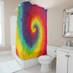 Cortina De Ducha Tinte de Corbata de Remolino de Arcoíris Groovy Co