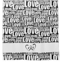 Tipografía moderna de amor blanco y corazones entr