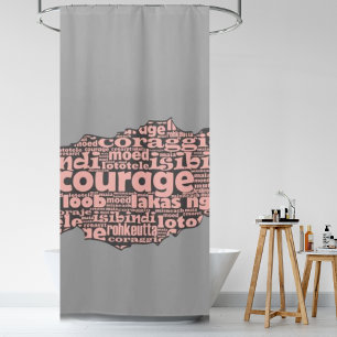 Cortina De Ducha Tipografía moderna de valor gris y rosa roto
