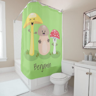 Cortina De Ducha Toadstool de hongos de hongo de kawaii