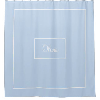 Cortina De Ducha Toalla azul monogramada