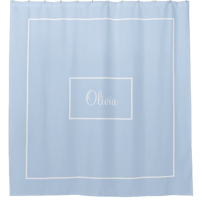 Cortina De Ducha Toalla azul monogramada  (Anverso)