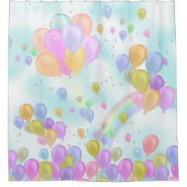 Cortina De Ducha Toalla Pastel de globos