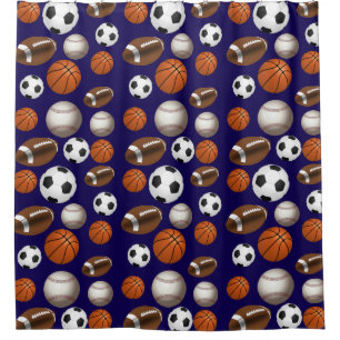 Cortina De Ducha Todas las Estrellas Balones Deportivos Surtidos Az