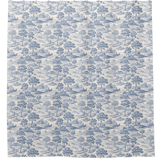 Cortina De Ducha Toile azul Homestead (Anverso)