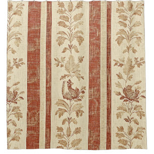 Cortina De Ducha Toile de Jouy Floral Vintage con Gallina
