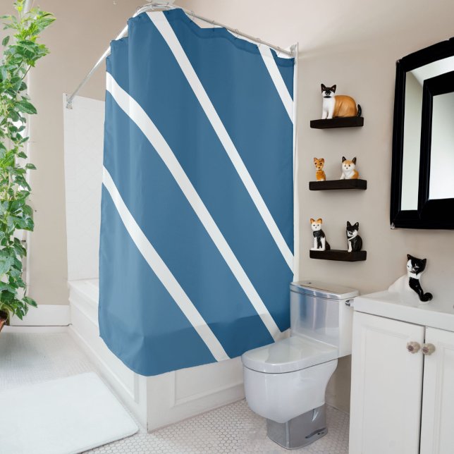 Cortina De Ducha Tonos azules: Rayas angulares (Subido por el creador)