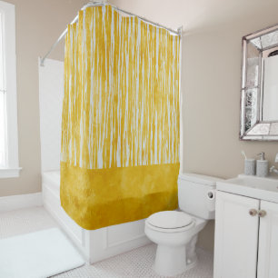 Cortina De Ducha Tonos de patrón rayado blanco y amarillo
