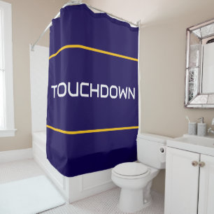 Cortina De Ducha TOQUE DE TOUCHDOWN Texto Blanco Franjas Naranjas S