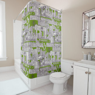 Cortina De Ducha Toronto toile mora verde oliva