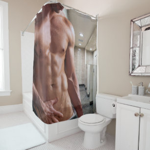 Cortina De Ducha Torso masculino musculoso sin camiseta de Slippery