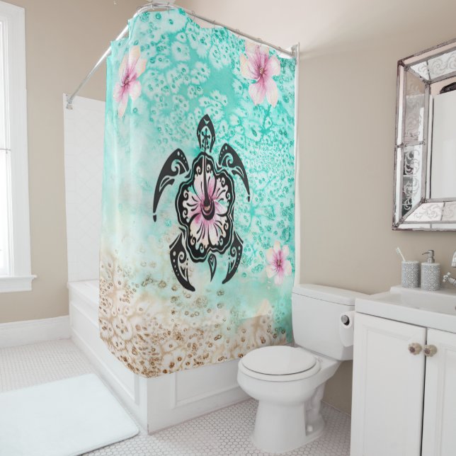 Cortina De Ducha Tortuga de Hibiscus (In situ)