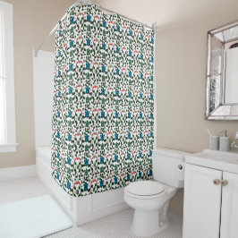 Cortina De Ducha Tortuga Marina Tropical Patrón Floral | Océano Cos