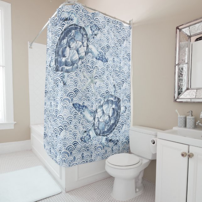 Cortina De Ducha Tortugas en olas (In situ)