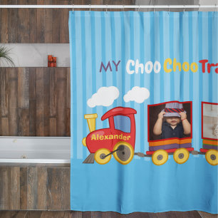 Cortina De Ducha Toy Train Toddler Boys Birthday Blue