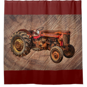 Cortina De Ducha Tractor rojo antiguo