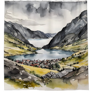 Cortina De Ducha Tranquil refugio de fiordos noruegos