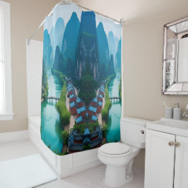 Cortina De Ducha Tranquilo escape - Serenidad del río Karst"