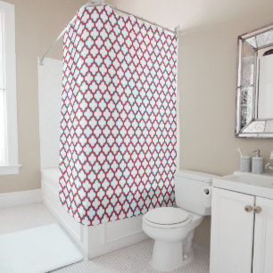 Cortina De Ducha Trellis blanca y roja, Entramado, Quatrefoil