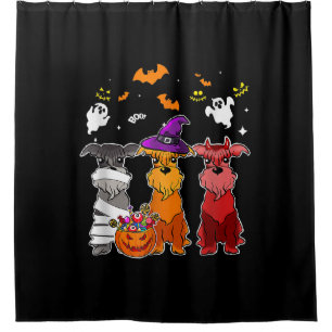 Cortina De Ducha Tres regalos de Halloween de Schnauzer Gorra bruja