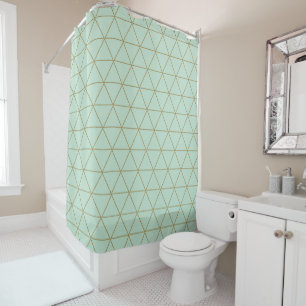 Cortina De Ducha Triángulos Geométricos de Moneda de Oro Boho Glam