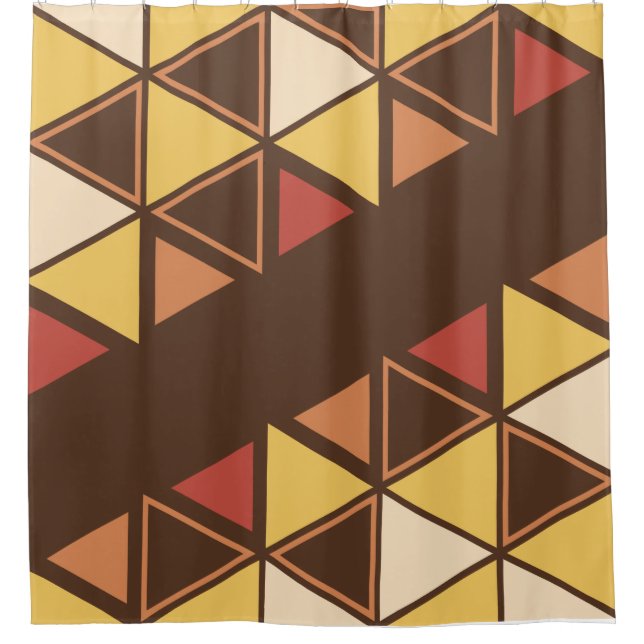 Cortina De Ducha Triángulos geométricos retro otoño (Anverso)