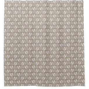 Cortina De Ducha Tribal azteca de Ikat - moreno de color topo y