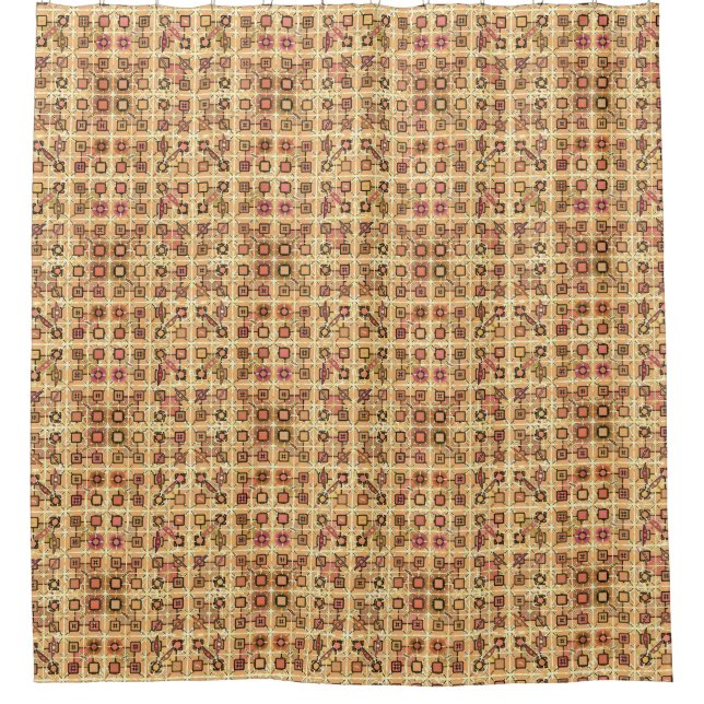 Cortina De Ducha Tribal Batik - marrón chocolate y bronceado de cam (Anverso)