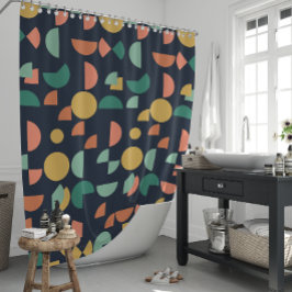 Cortina De Ducha Tribal Geométrica Retro Moderno y Elegante