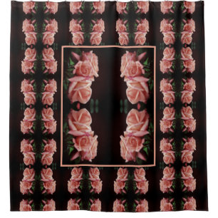 Cortina De Ducha Trío de Rosas Melocotón Arte Floral Vintage