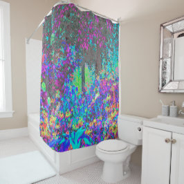 Cortina De Ducha Trippy Lime Green y Purple Garden Sunrise