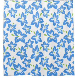 Cortina de ducha tropical azul hibiscus