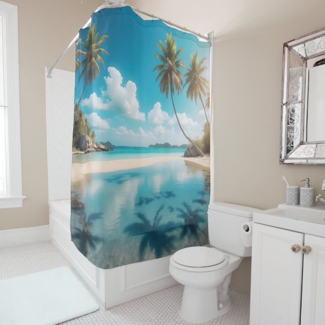 Cortina de ducha Tropical Beach House (In situ)