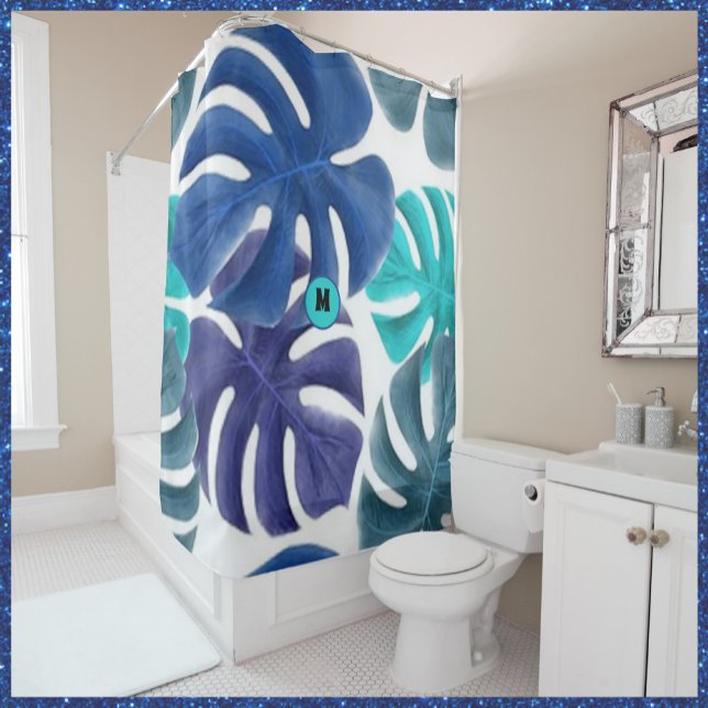 Cortina De Ducha Tropical Blue and Purple Palms (Subido por el creador)
