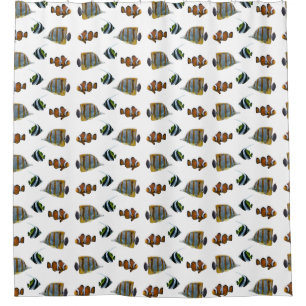 Cortina de ducha Tropical Fish Frenzy (elija color
