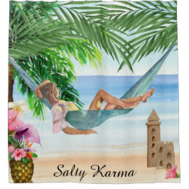 Cortina De Ducha *~* Tropical Karma Beach Woman Hammock AR29 Ducha