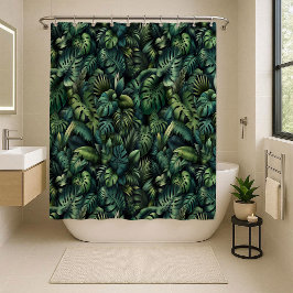 Cortina De Ducha Tropical Monstera Botanical Green Jungle Shower Cu