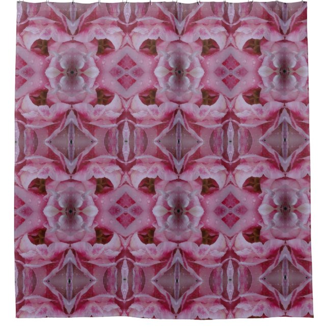 Cortina De Ducha Tulip Ikat también rosado (Anverso)
