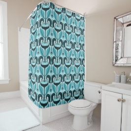 Cortina De Ducha Tulipanes de estilo Art Nouveau Turquesa Verde azu
