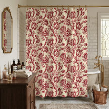 Tulipanes Rojas y Crema Toile - Decoración Campo F