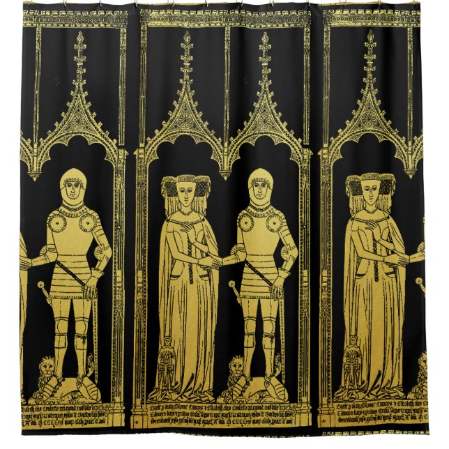 Cortina De Ducha Tumba medieval Brass Rubbing Knight, Lady and Chil (Anverso)