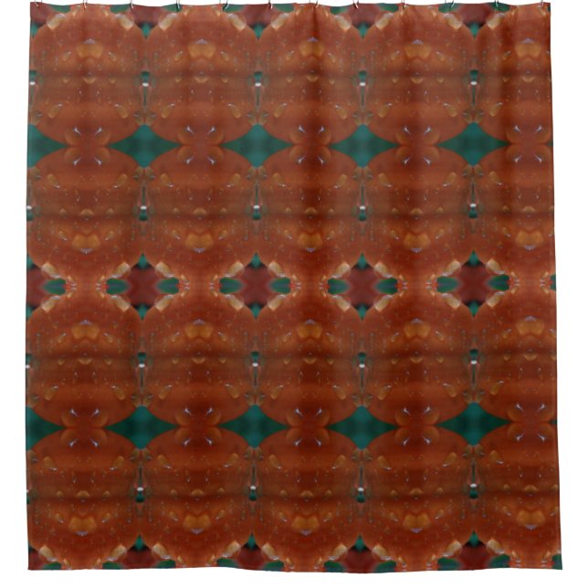 Cortina De Ducha Turq & Coral Ikat (Anverso)