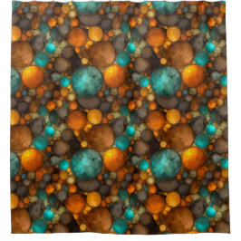 Cortina De Ducha Turquoise Brown Abstract Fractal Pattern