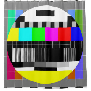 Cortina De Ducha TV retro sin ilustracion de señal.